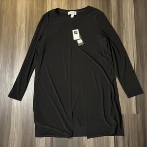 Joseph Ribkoff Tunic Top Dress Size 14 Solid Black Layered Long Sleeve